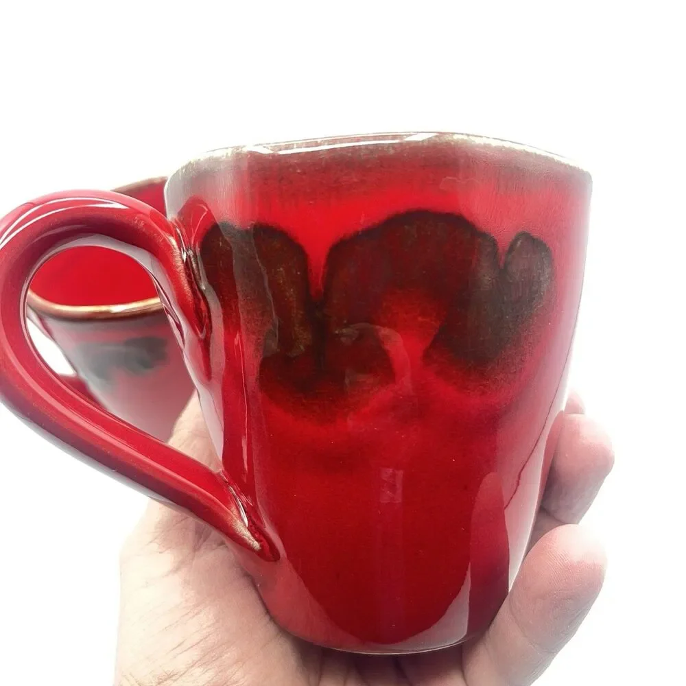Pier 1 Vania Deep Red Mugs - Set Of 2